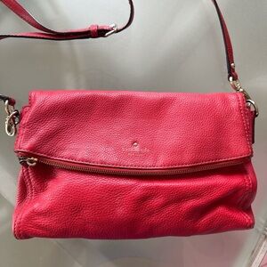 Kate Spade Red Pebbled Leather Fold-Over Crossbody